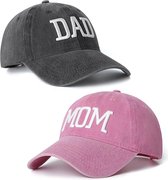 Set met 1 cap Mom roze en en 1 cap Dad antraciet - cap - mom - dad - baby - genderreveal - babyshower