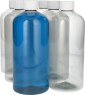 6x 1000 ml Basic Round 100% R-PET transparant + Kindveilige dop wit - Set van 6 Stuks