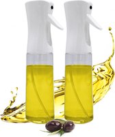 Oliesproeier, set van 2 stuks, van kunststof, 300 ml, olieverstuiver in wit, om bij te vullen, multifunctionele spuitfles, olie, azijn, wijn, waterdispenser