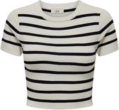 Jacqueline de Yong T-shirt Jdycirkeline S/s Crop Top Knt Noos 15294790 Cloud Dancer/black Stri Dames Maat - S