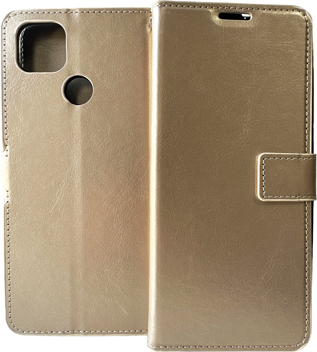 Bookcase Geschikt voor: Xiaomi Redmi 9C - Goud - portemonnee hoesje
