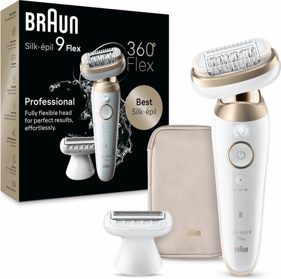 Elektrische epilator - BRAUN - Silk-épil 9 Flex - Gemakkelijk ontharen - 9-041 3D - Wit/Goud