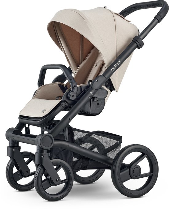 Mutsy Nio Kinderwagen + Reiswieg | Kosmisch zand/zwart | Zwart kader