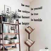 Hoagard Muurteksten en Citaten | "Be Yourself - Be Real - Be Happy - Be Unique"| Metal Wall Quote by Hoagard | 14 delige |Metalen Citaten Muur Kunst | Muur Decor Klaar te Hangen |