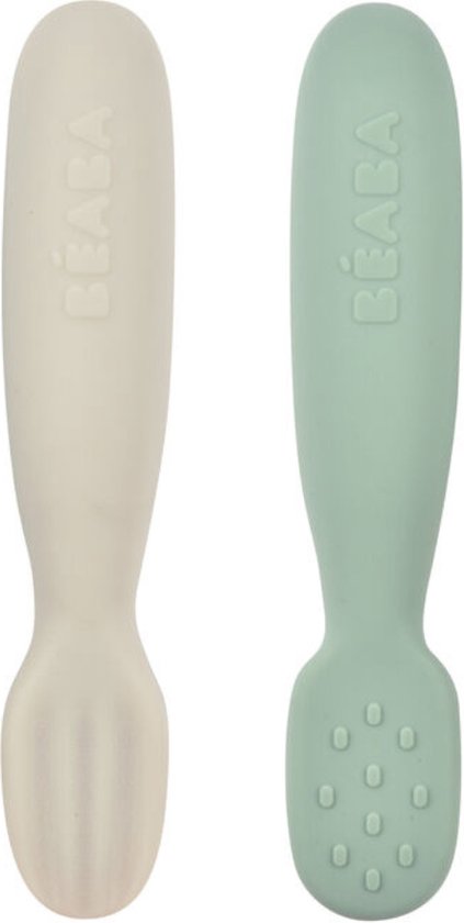 Béaba Pré-Cuillères - Set de 2 - Silicone - Vert/ Grijs