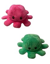 Hoogwaardige Octopus Knuffel / Emotie Knuffel / Mood Knuffel | Reversible / Omkeerbare Octopus | Bekend van TikTok | Groen-Roze - AWR