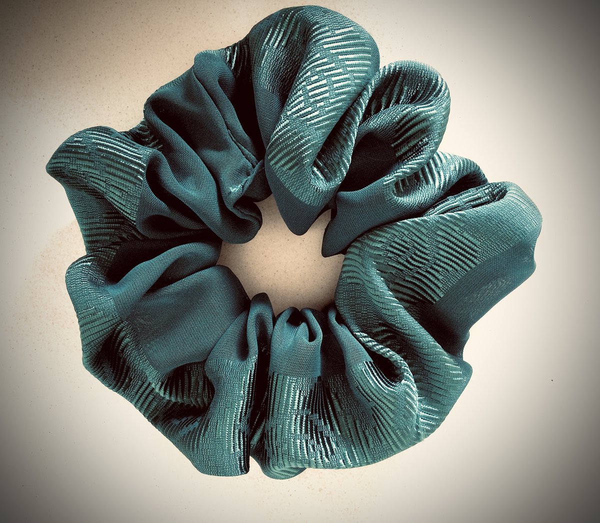 Scrunchie XL blauw/groen gemêleerd - handmade - handgemaakt