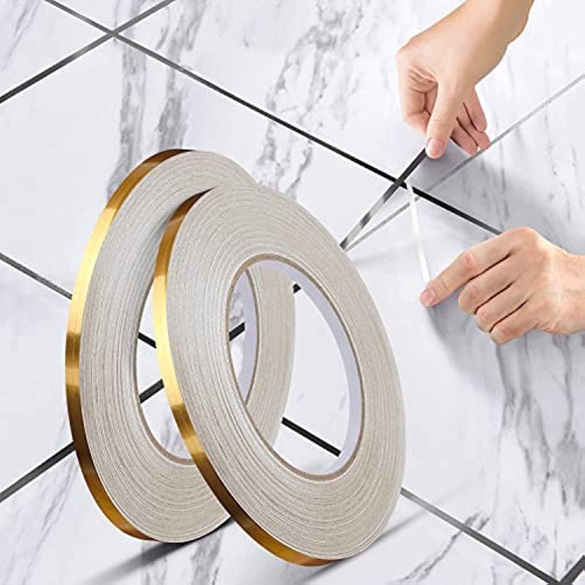 Sticktiles-Tegelstickers-Decoratie Sticker Tegels Zelfklevende Plakfolie Tegelstickers Plaktegels Zelfklevend-2*(0 5 cm*50 m)goud)-waterp