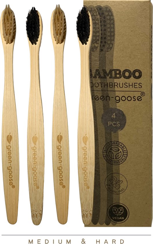 Bamboe tandenborstel set 4 stuks - tanden borstel - mondhygiëne - duurzaam - plastic vrij - bamboo -