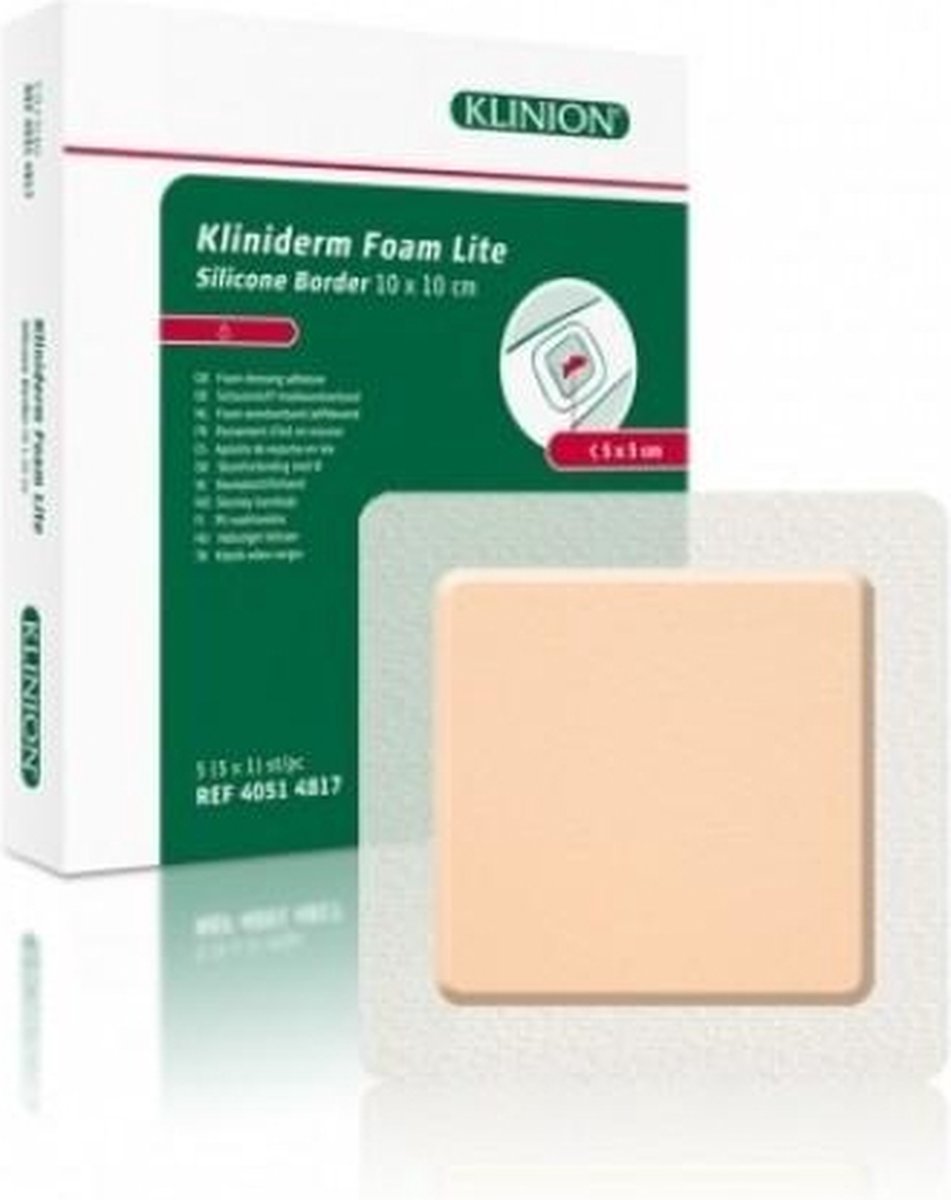 Kliniderm Foam Silicone Lite schuimverband met Border 10x10cm Klinion