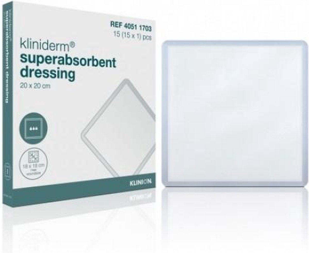 Goedkoopste Kliniderm Superabsorberend verband steriel 20x20cm Klinion