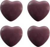 Clayre & Eef Poignée de porte set de 4 Coeur Ø 4 cm Violet Céramique Bouton de meuble