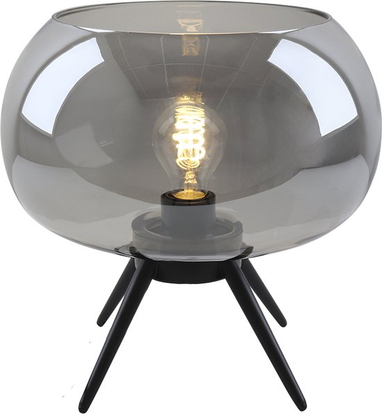 Olucia Vidro - Design Tafellamp - Glas/Metaal - Grijs;Zwart