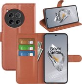OnePlus 12 Hoesje - MobyDefend Kunstleren Wallet Book Case (Sluiting Voorkant) - Bruin - GSM Hoesje - Telefoonhoesje Geschikt Voor OnePlus 12