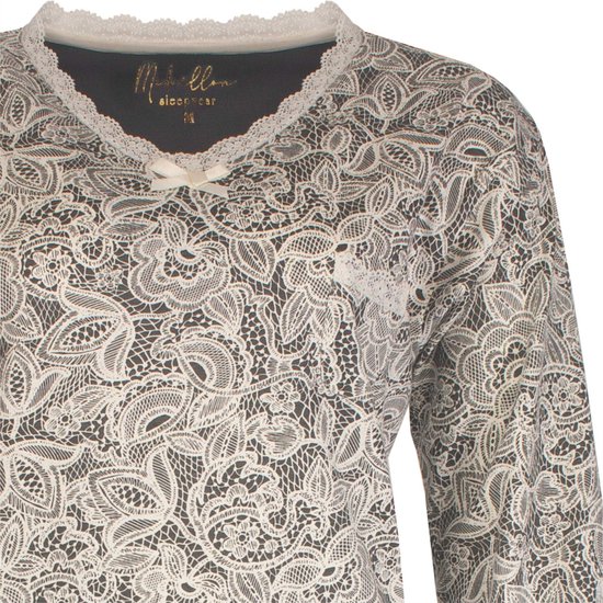OMZIN Dames nachthemd katoen nachtkleding met korte broek Button-Down T