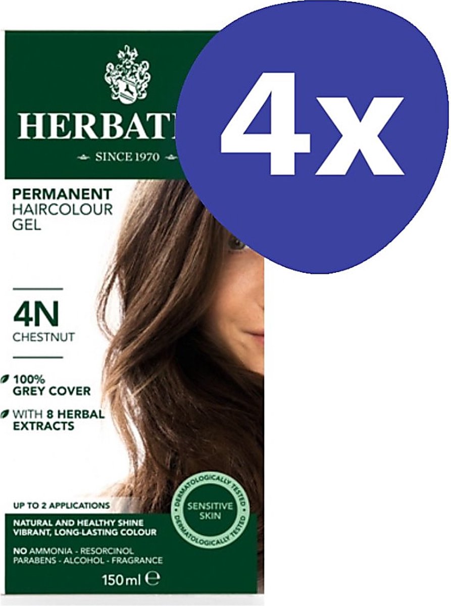Herbatint Haarverf - Kastanje BUNDEL x4