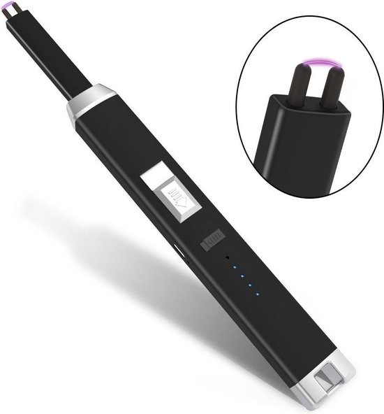 Lange Elektrische Aansteker - Plasma Aansteker - Met Batterij Indicator - USB  Oplaadbaar - Zwart | bol.com