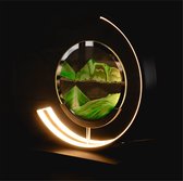 Bewegende Zandkunst Lamp - Met Afstandsbediening - 28cm - Zandkunst In Glas - Zandloper - Sand Art - Tafellamp Industrieel - Sfeerlamp - Decoratie Woonkamer - Nachtlamp Slaapkamer - Zwart - Groen