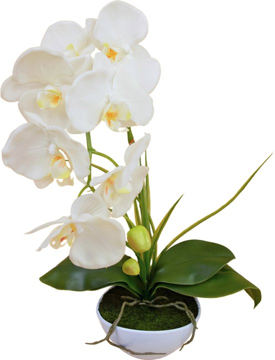Kunst Orchidee 50 cm wit in pot