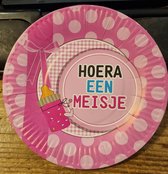 Hoera een meisje - Bordjes Presenteerbordjes - Set 20 stuks - Karton - Papier