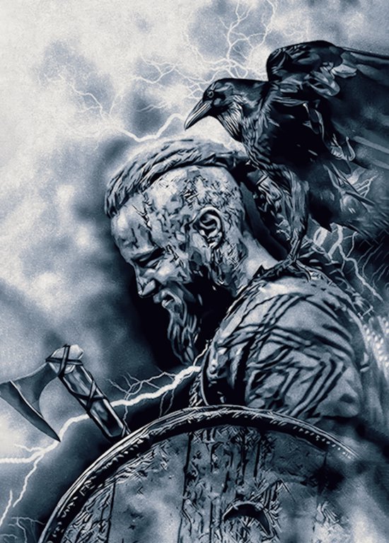 Ragnar Lothbrok Poster | Ragnar Poster | Viking Poster | Filmposter | 61x91cm | Abstracte Poster | Wanddecoratie | Muurposter | Geschikt om in te lijsten