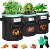 Aardappelplantenzak: Plantzakken met handgrepen en kijkvenster aardappelzak voor planten - voor tomaten en planten (zwart, 13 gallonen)