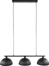 Hanglamp Artic zwart | 3 lichts | half-ronde kap met ribbels | 120x30x150 cm | industrieel | eettafel / woonkamer | metaal | modern design