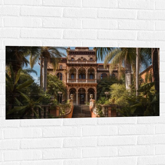 Muursticker - Resort - Palmbomen - Planten - Tropisch - Vakantie - 100x50 cm Foto op Muursticker