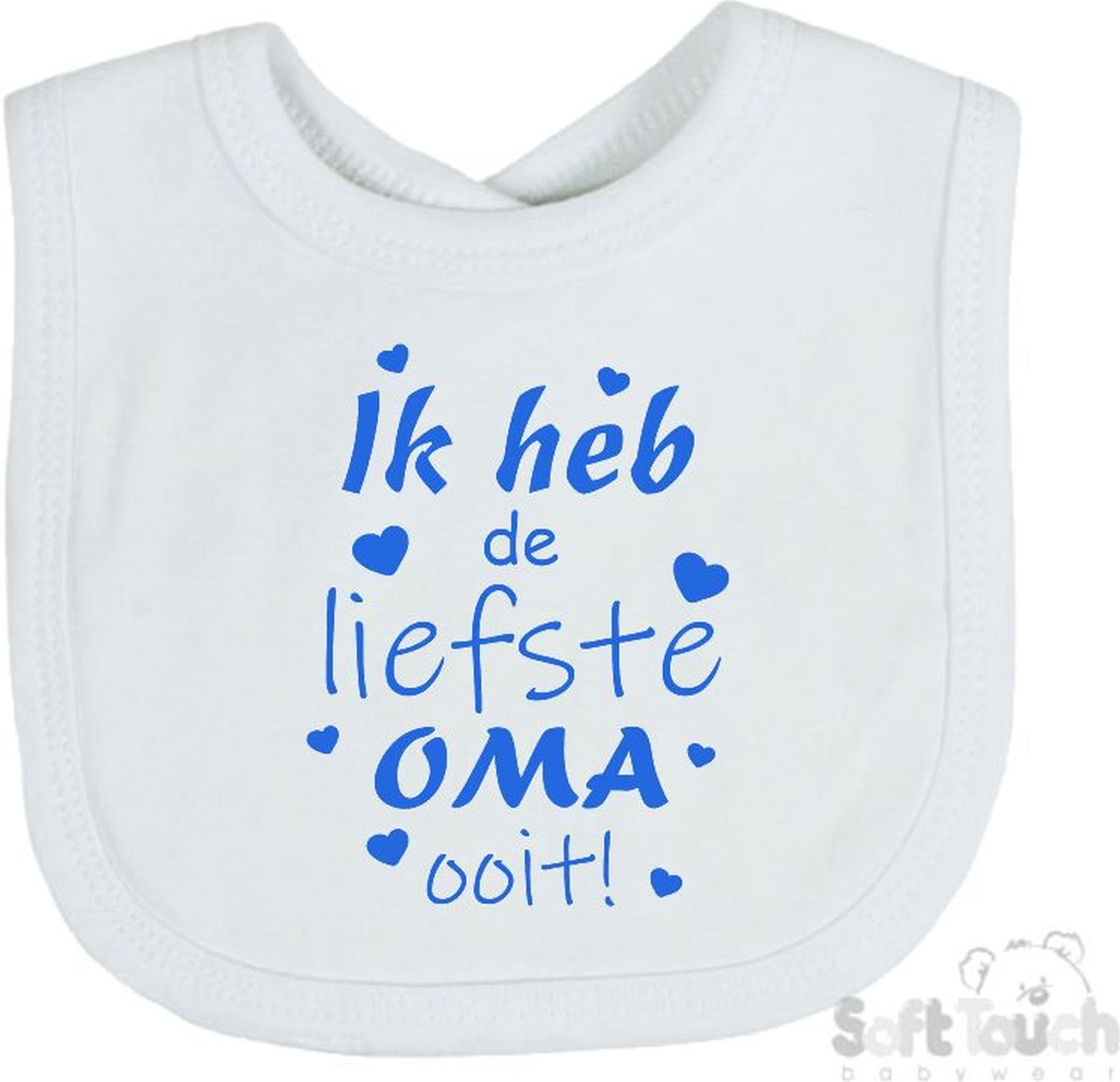 Goedkoopste Soft Touch Slabber Slabbetje Slab Ik heb de liefste Oma ooit! Moederdag Unisex Katoen Wit/blauw Maat 33x22 Cm