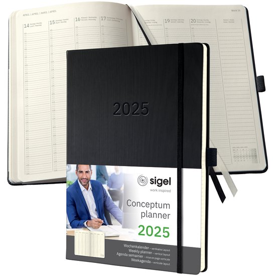 Foto: Sigel conceptum weekagenda a4 2025 nl fr en du verticale layout zwart hardcover si c2518