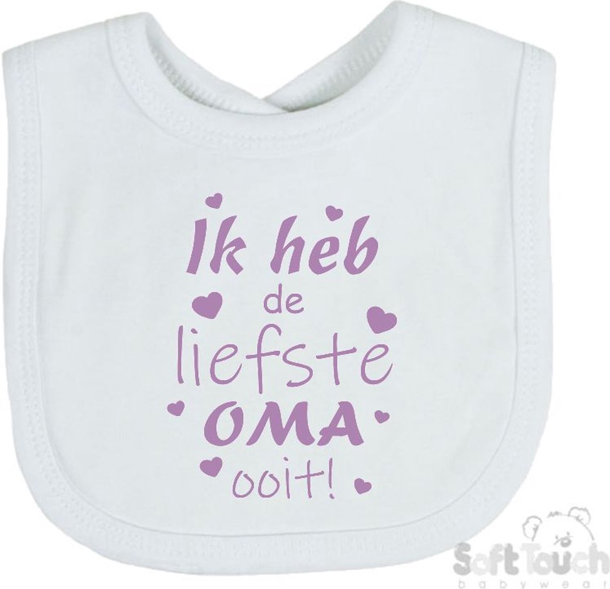 Goedkoopste Soft Touch Slabber Slabbetje Slab Ik heb de liefste Oma ooit! Moederdag Unisex Katoen Wit/lila Maat 33x22 Cm