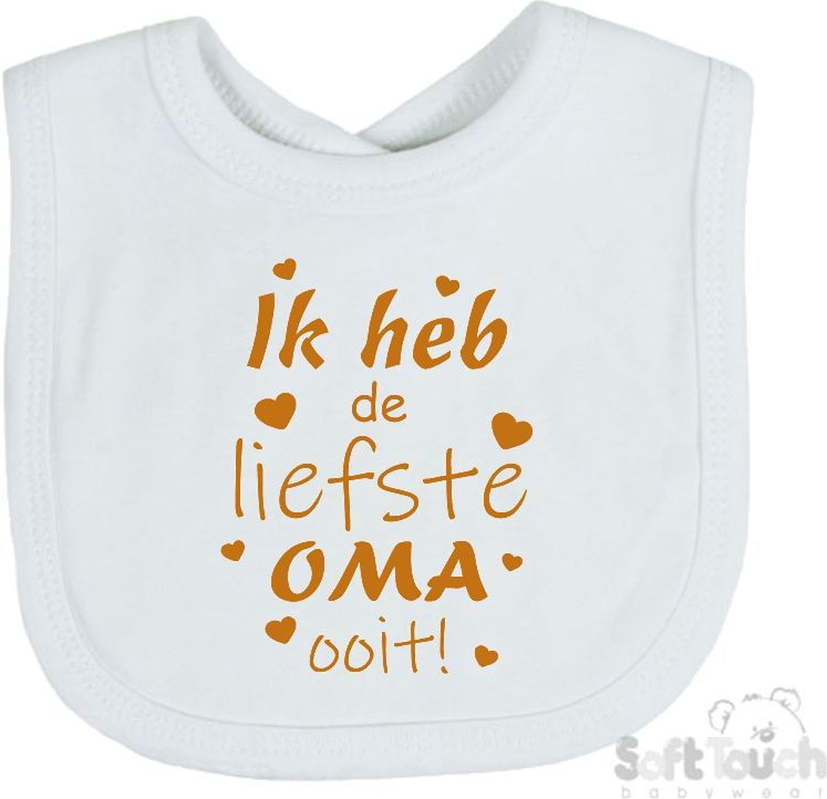 Goedkoopste Soft Touch Slabber Slabbetje Slab Ik heb de liefste Oma ooit! Moederdag Unisex Katoen Wit/tan Maat 33x22 Cm