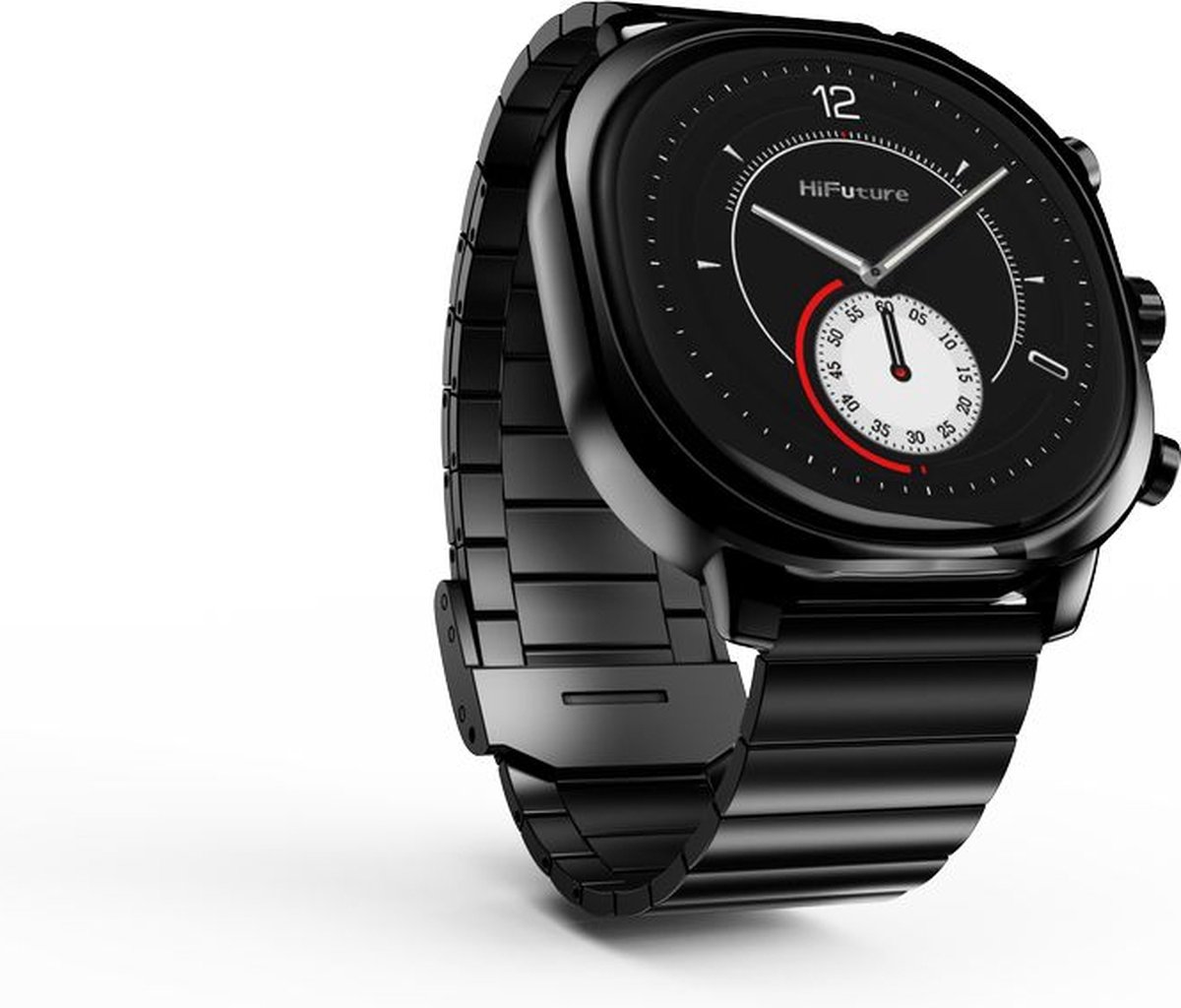 HiFuture Apex Roestvrijstalen Smartwatch heren, 2.04 Amoled Display, IP68 waterdicht, Tot 7 dagen batterijduur, hartslagmeter, Stappenteller, Compatibel met iOS en Android (Zwart)