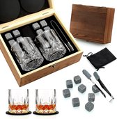 Set de pierres à Whisky de 9 glaçons en granit réutilisables - Cadeau de Luxe pour les amateurs de whisky - Option cadeau d'anniversaire