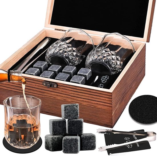Sovyie Whiskyglas Geschenkset, Whisky Steine, Whisky Geschenksets für