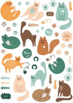 Stickers - Katten & Pootjes - Scrapbook Hobby DIY - 2 Stickervellen - 0.8-5.7cm - 101 Stuks