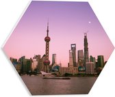 PVC Schuimplaat Hexagon - Gebouwen - China - Stas - Groot - Maan - 30x26.1 cm Foto op Hexagon (Met Ophangsysteem)