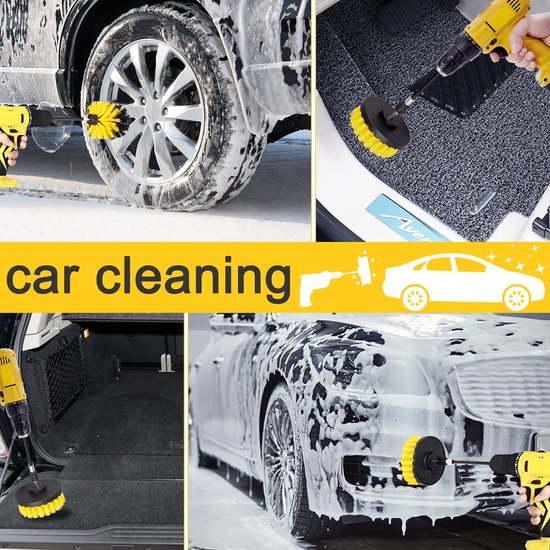 Borstelopzetstuk, boormachineset, 8 stuks, borstel voor accuschroevendraaier, power scrubber, boorborstelbevestiging met verlenging en microvezeldoek voor auto, velgen, keuken, badkuip, tegels