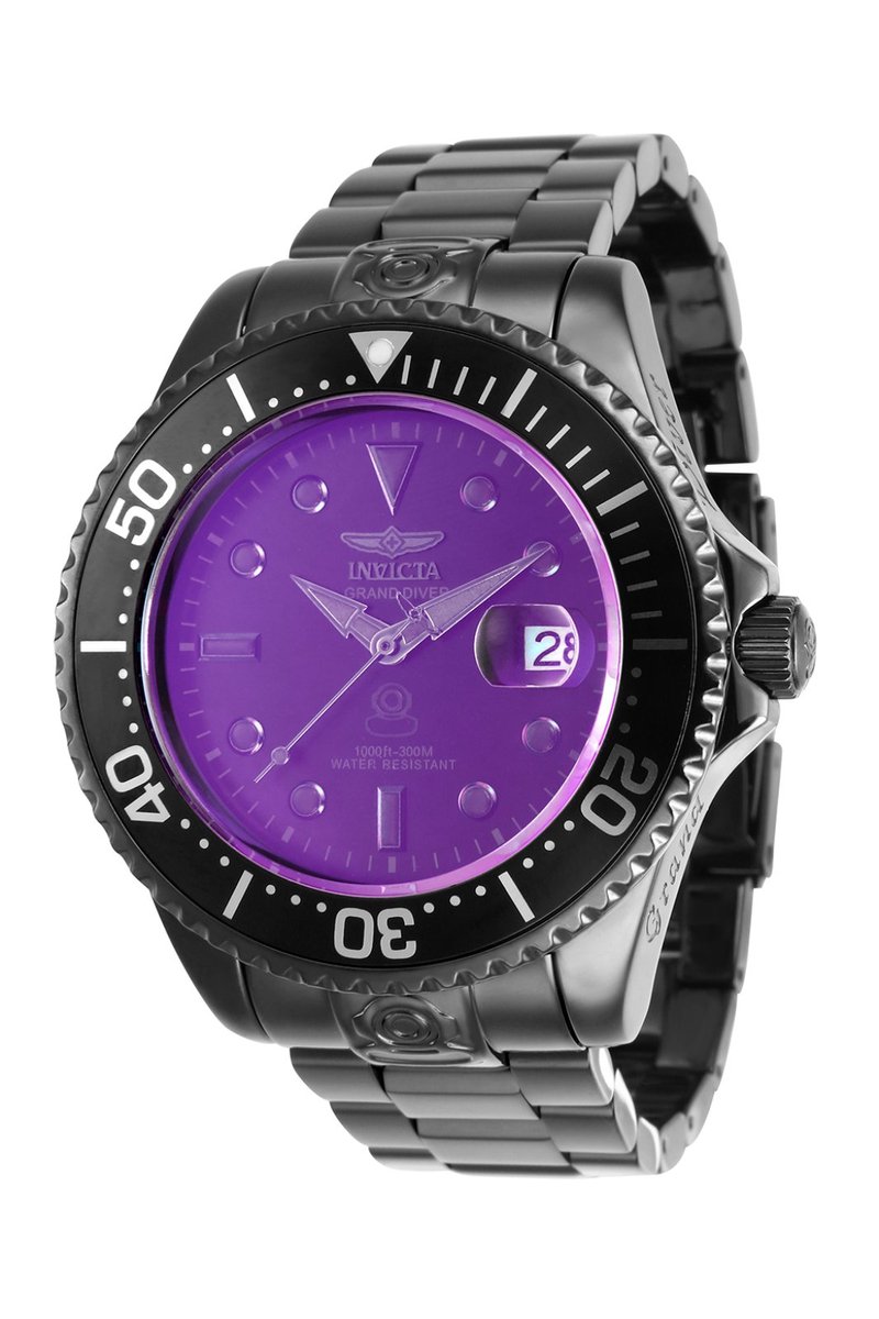 Invicta Grand Diver 35088 Heren Horloge - Waterdicht - Analoog - Automatisch Uurwerk - Roestvrij Staal met zwarte Wijzerplaat - 47mm