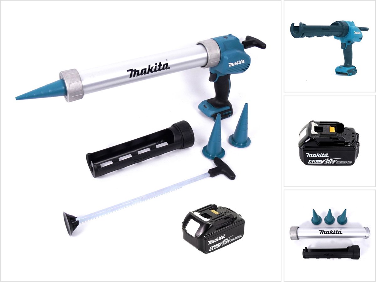 Makita DCG 180 T1X accupistool 18 V 300 / 600 ml + 1x accu 5.0 Ah - zonder lader