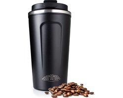 Thermosbeker - 500 ml - Thermosbeker Koffie - Koffiebeker - RVS - Geïsoleerde Beker - Theebeker - Thermosbeker Travel Mug - Zwart - van Nimma