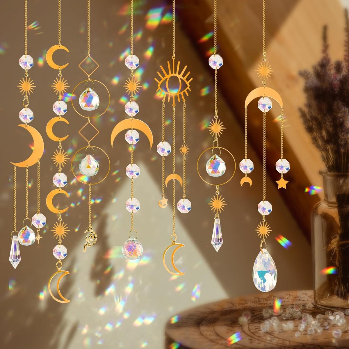 Attrape-Soleil En Cristal AB DEMIUKO - Prisme Arc-en-Ciel Pour Fenêtre, Jardin Et Voiture - Décoration Lumineuse