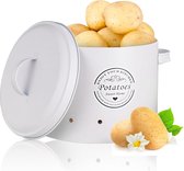 Aardappelopbergdoos, aardappelbox, duurzame uienpot van metaal met handgrepen, deksel, luchtdoorlatende opslag voor 3 kg aardappelen, uien, knoflook