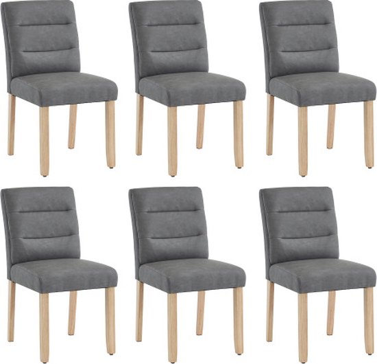 Eetkamerstoelen Set van 6 Familie Eetkamerstoelen Moderne Minimalistische Woonkamer Slaapkamer Stoelen Vier Eikenhouten Stoelen Met Achterbank Grijs