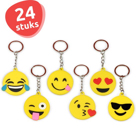 Isa's Friends® - Uitdeelcadeautjes Sleutelhangers Smileys - 24 stuks - Traktatie - Uitdeelcadeautjes voor Kinderen
