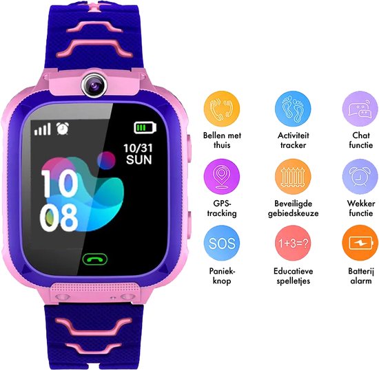 Kinder Smartwatch - Smartwatch Kids Met GPS Tracker, Camera en SOS-alarm - Waterdicht - iOS en Android - GPS Horloge Kind - Smartwatch Kinderen - GPS Tracker Kind - Blauw - LT Business