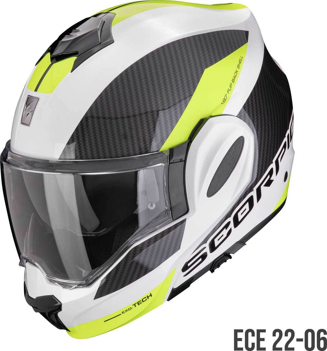 Scorpion Exo-Tech Evo Team White-Neon Yellow M - Maat M - Helm