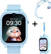 Kinder Smartwatch Ultra 4G - Smartwatch Kids Met GPS Tracker - iOS en Android - Smartwatch Kinderen - GPS Tracker Kind - Inclusief Koord en Extra Bandje - Blauw