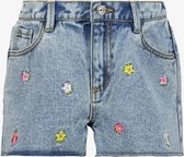 TwoDay meisjes denim short met geborduurde bloemen - Blauw - Maat 128