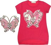 Seagull T-shirt fuchsia roze vlinder glitter 146/158